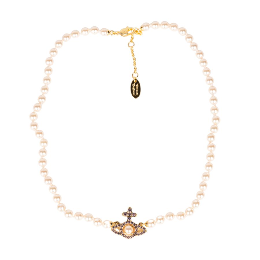 Olympia Pearl Necklace in Gold/Pink