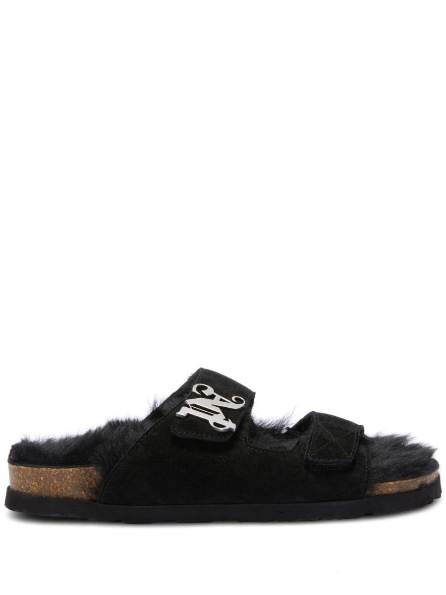 PALM ANGELS Comfy Open Toe Slippers Black/Black