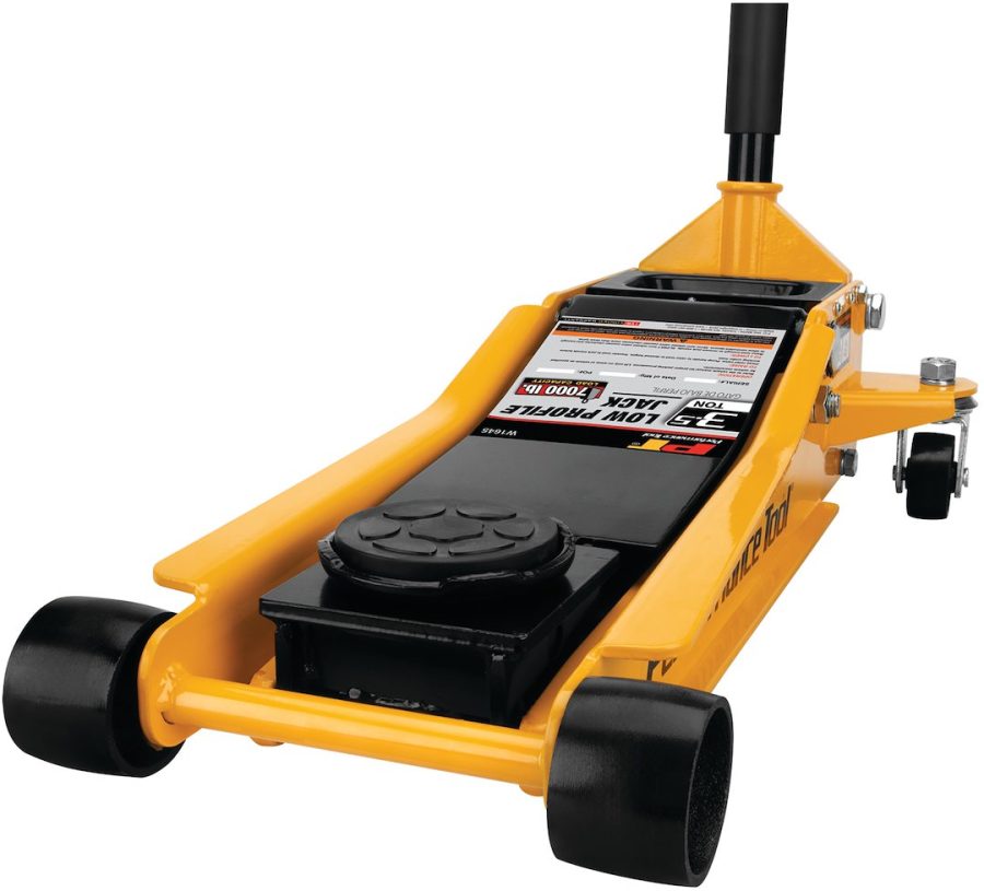 PERFORM TOOL W1645 3.5 TON JACK-LOW PROFILE, Floor Jack; Hydraulic; 3.5 Ton Capacity; 3-1/2 To 20-1/2 Inch Lift Height; Yellow