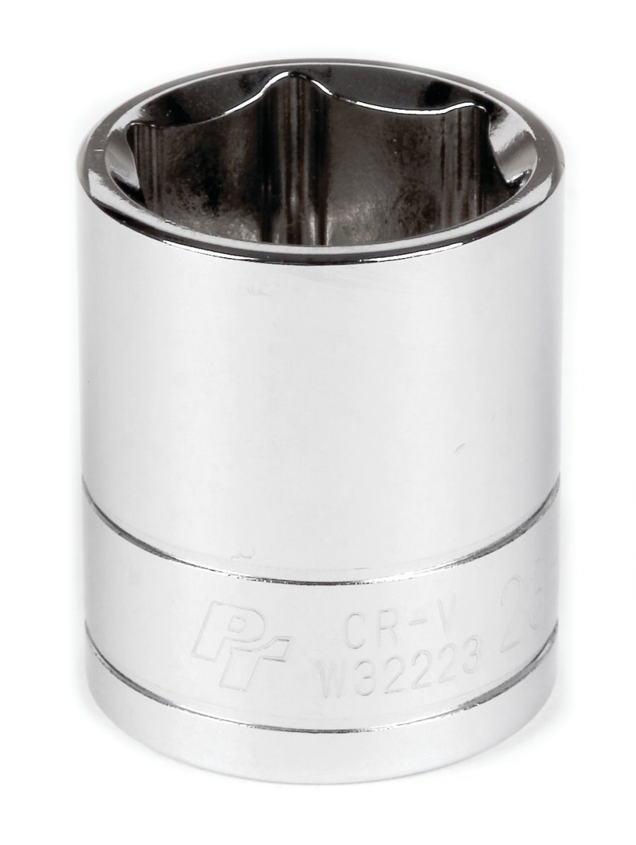 PERFORM TOOL W32223 SOCKET 23MM, 1/2 Inch Drive; 23 Millimeter; Metric; 6 Point; Polished Nickel Chrome Plated; Vanadium Alloy Steel; Single