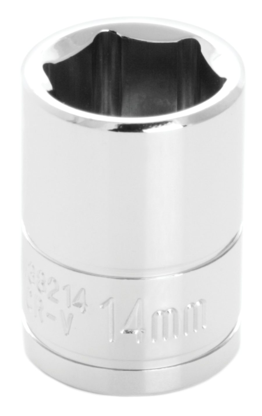 PERFORM TOOL W38214 SOCKET 14MM, 3/8 Inch Drive; 14 Millimeter; Metric; 6 Point; Polished Nickel Chrome Plated; Vanadium Alloy Steel; Single