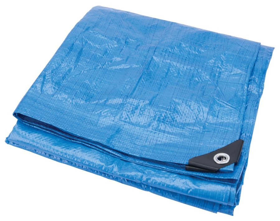 PERFORM TOOL W6002 TARP, Water Proof/ Mildew And Tear Resistant; 6 Foot x 8 Foot; Blue; With Grommet