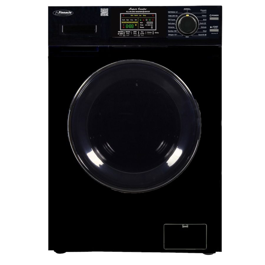 PINNACLE 23-4800 V BLACK COMBO WASHER DRYER VENTED BLACK, Front Load; 26 Inch Width x 36 Inch Height x 25 Inch Depth; Black; 15 Pound Maximum Load Capacity; 10 Wash Cycles And 3 Dry Cycles; Vented Drying System; 15 Amp/ 110 Volt; 1400 RPM