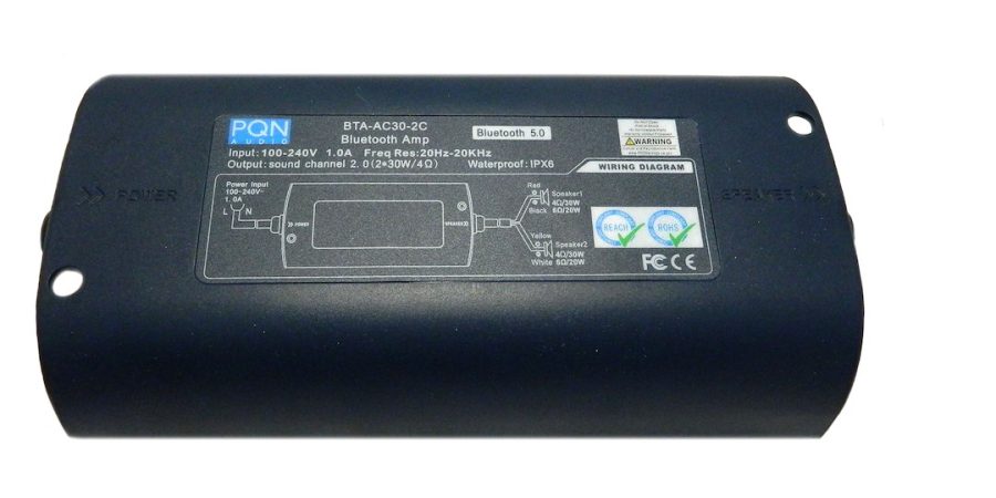 PQN BTA-AC30-2C BT AMP 2 CHANNEL AC INPUT, Bluetooth; 2 Channel Output (2 Speakers); 30 Watt/ Channel At 4 Ohm; Frequency Response: 20 Hertz Through 20 Kilohertz; 8 Inch Length x 4-1/2 Inch Width x 2 Inch Depth; Blue; 110 To 240 Volt AC Input