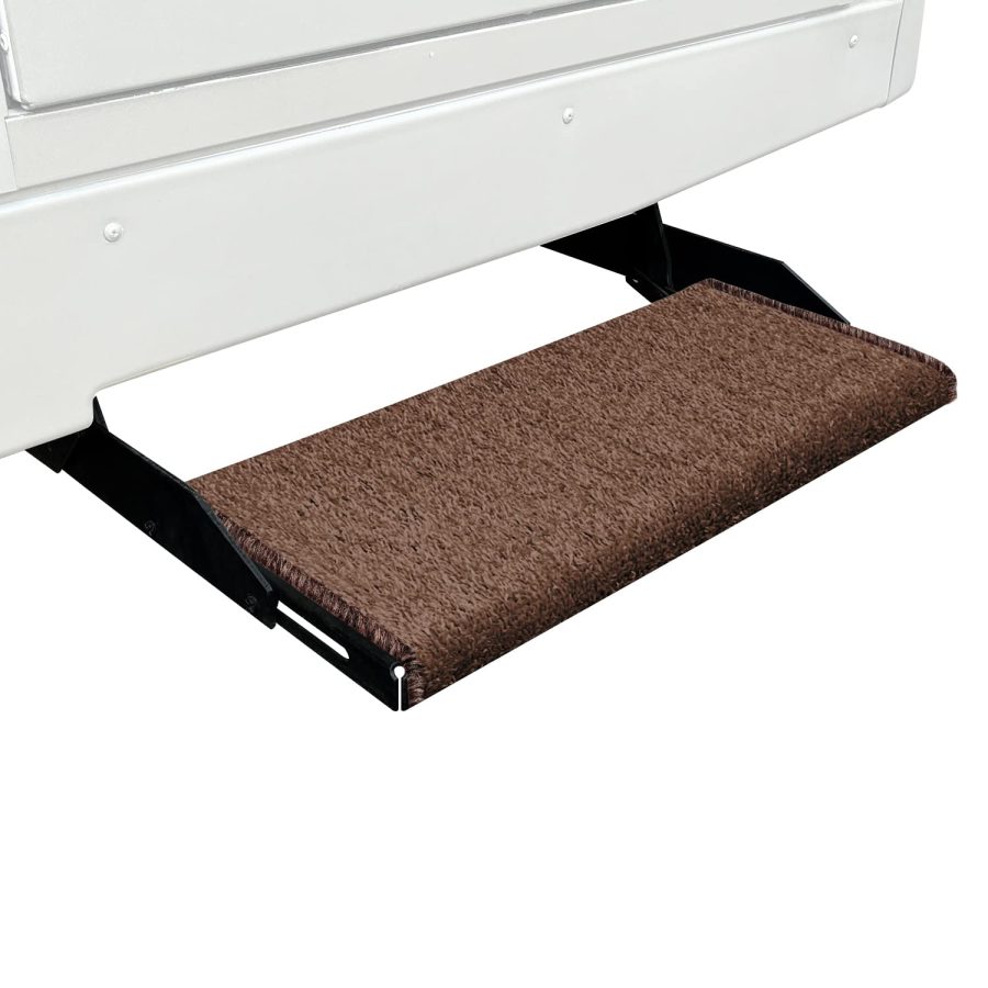 PREST-O-FIT 2-1050 Jumbo Wraparound + Plus RV Step Rug Espresso Brown 23 In. Wide