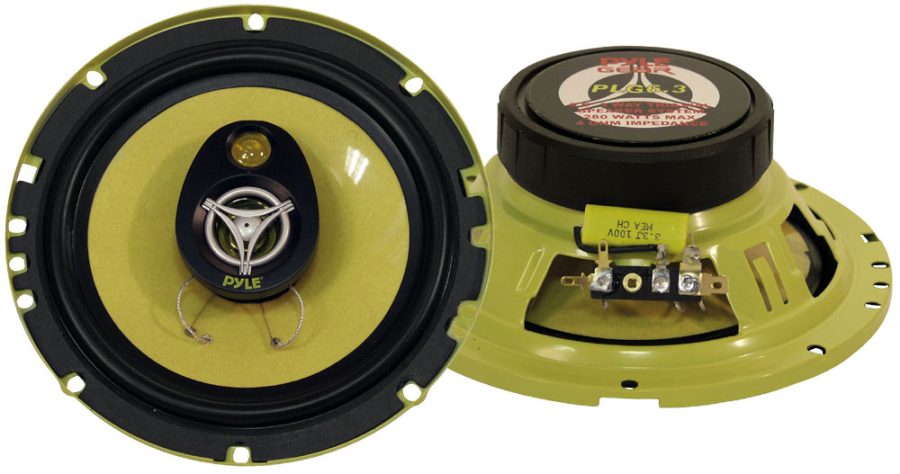 PYLE PLG6.3 Speaker 6.5 INCH 3-way Gear 280watts Yellow Basket/cone (Pair)