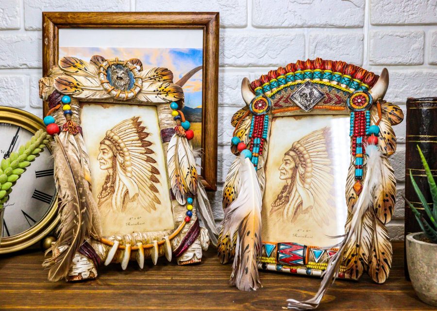 Pack of 2 Southwest Native Indian Wolf Dreamcatcher Wall Or Table Picture Frames