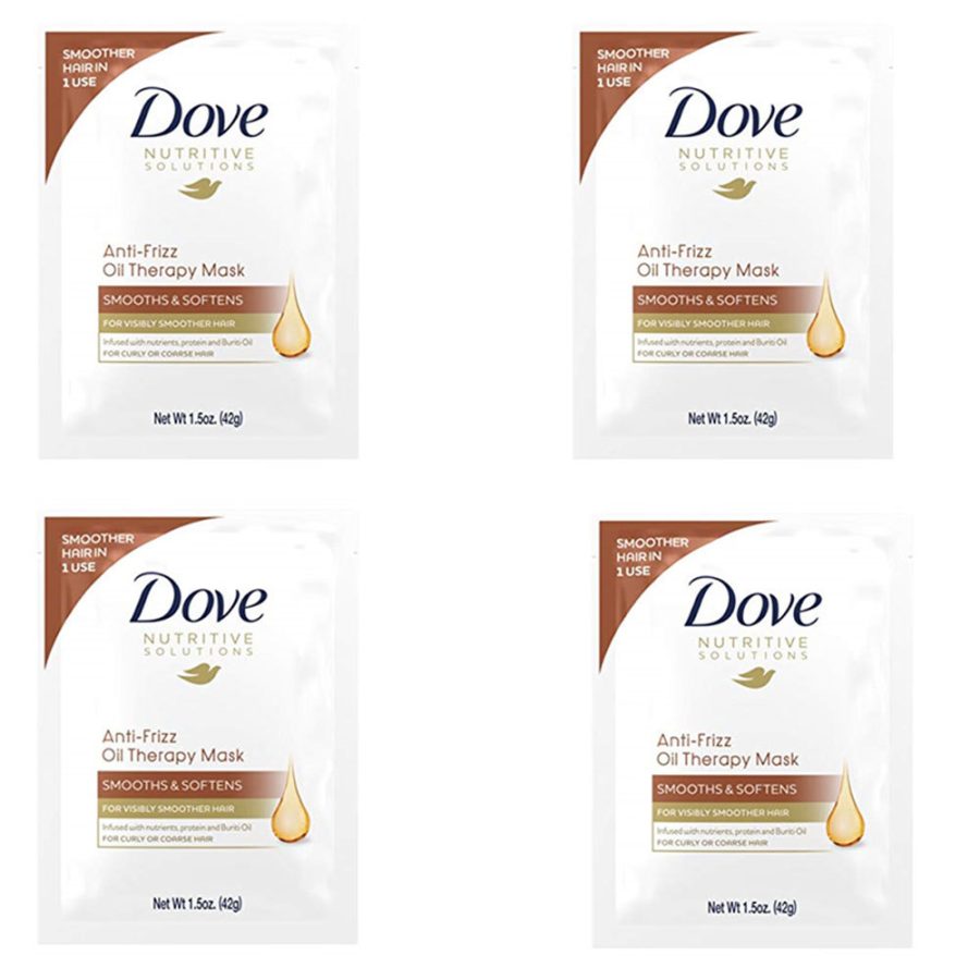 Pack of (4) New Dove Anti-Frizz Oil Smooth Hair Mask, 1.5 oz