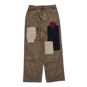 Patchwork Cord Climber Pants in Brown