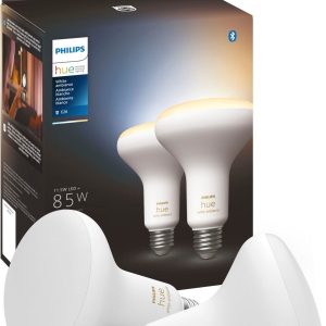 Philips - Hue BR30 Bluetooth 85W Smart LED Bulb (2-Pack) - White Ambiance