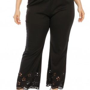 Pierced Elastic Waist Plus Size Pants