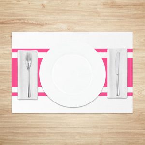 Pink And White Simple Fabric Set Of 4 Placemats - Aperturee