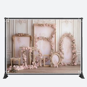 Pink Flowers And Picture Frame Wedding Backdrop - Aperturee