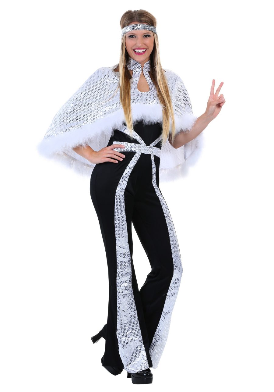 Plus Size Dazzling Silver Disco Women's Costume