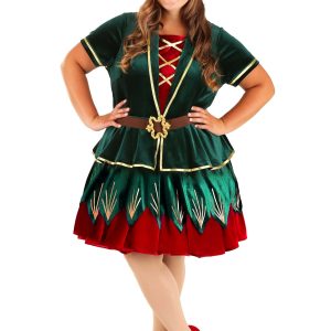 Plus Size Deluxe Holiday Elf Women's Costume