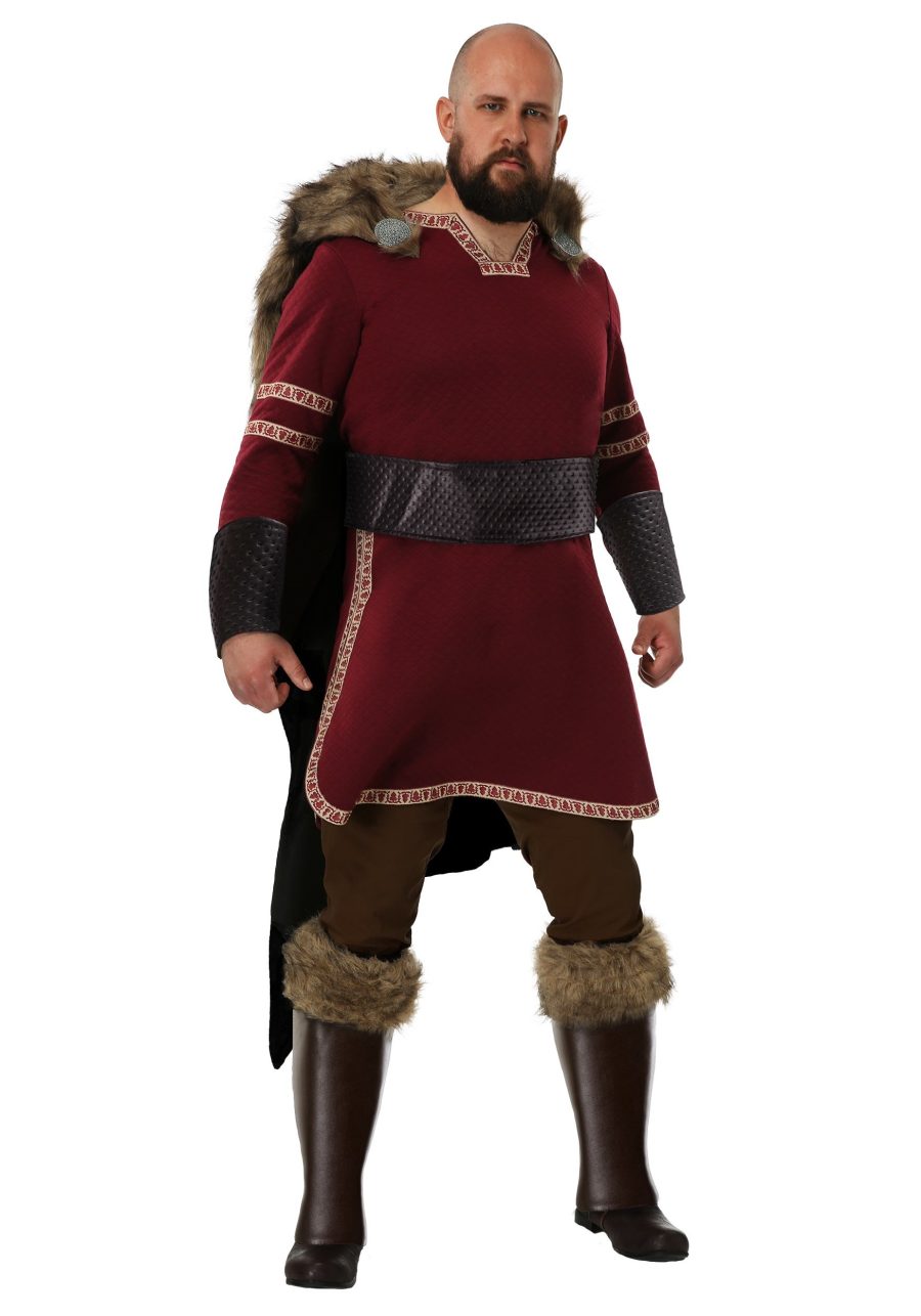 Plus Size Men's Burgundy Viking Costume