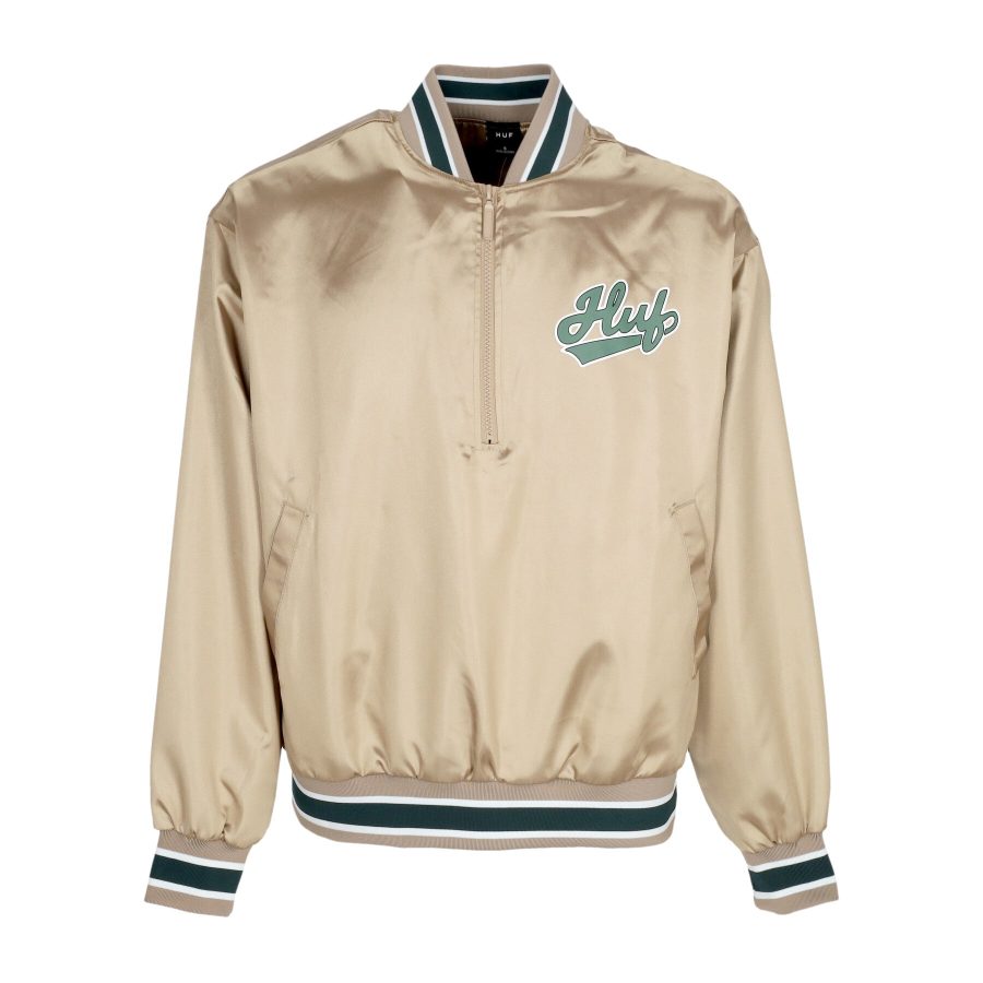 Pop Fly Satin Baseball Jacket Men's Bomber Jacket Tan