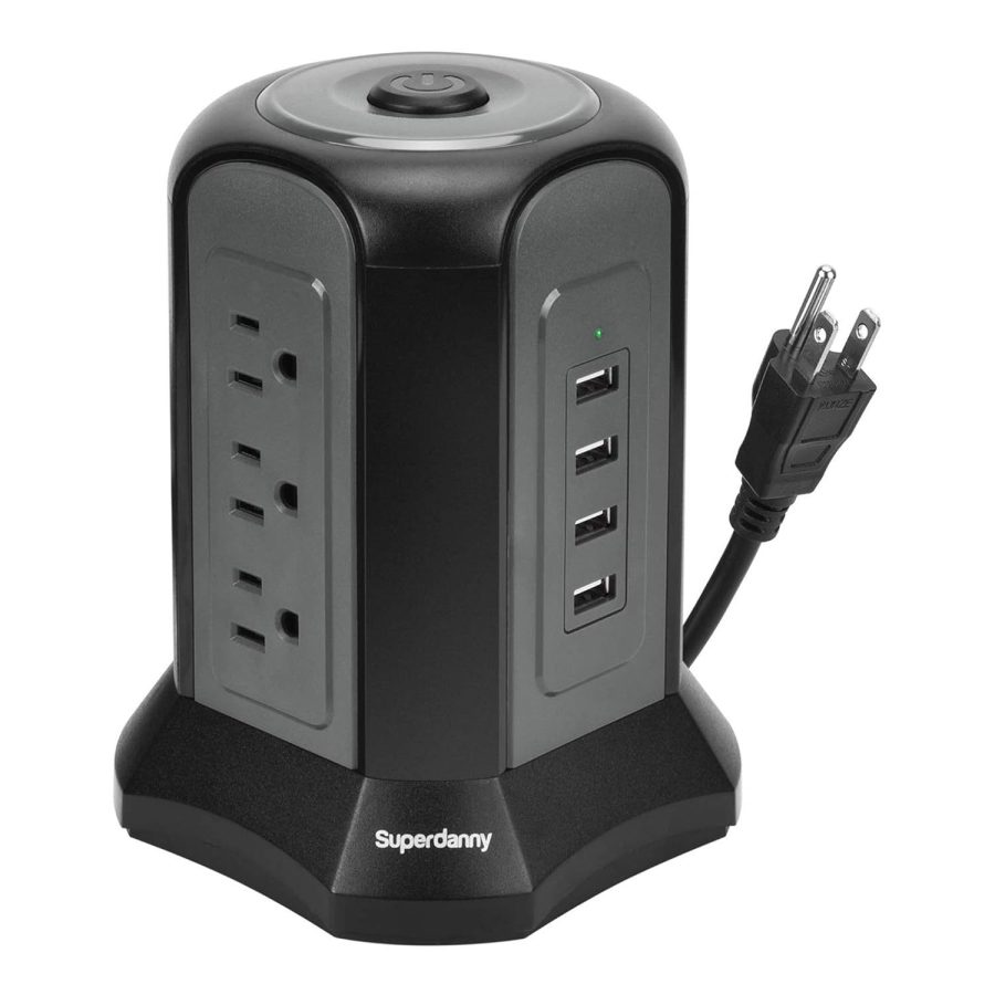 Power Strip Tower Surge Protector, Desktop Charging Station, 10 Ft Extension Cor