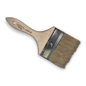 REDTREE 10004 FOOLER PAINT BRUSH (WHITE BRISTLE), 4 Inch Brush; 11/16 Inch Thickness; Double Thick Density Brush; White China Bristle; Sanded/ Pointed Wood Handle; Single; Disposable; 2-1/4 Inch Length Square Trim