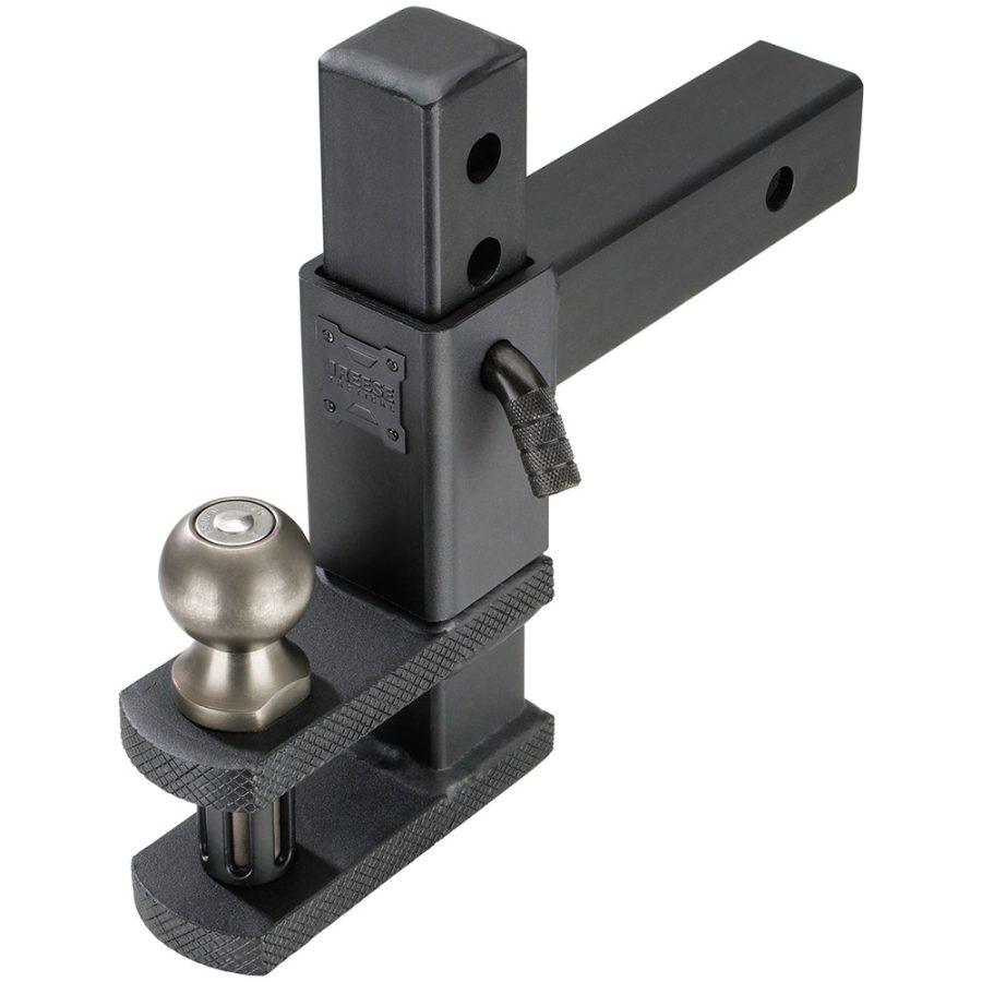 REESE 7089444 TACTICAL ADJUSTABLE CLEVIS TRAILER, Class III; Fits 2 Inch Receiver; 7500 Pound Gross Trailer Weight/ 750 Pound Tongue Weight; 7-1/4 Inch Drop/ 5 Inch Rise; Non-Swivel; Non-Extendable; With 2 Inch Ball; Power Coated; Black; Includes Pin