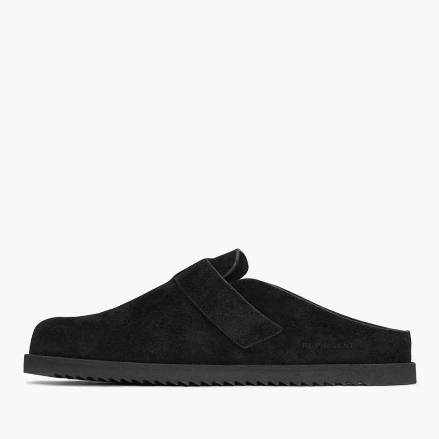 REPRESENT Men's Initial Fleck Suede Mules - Fleck Suede Off Black - UK 7