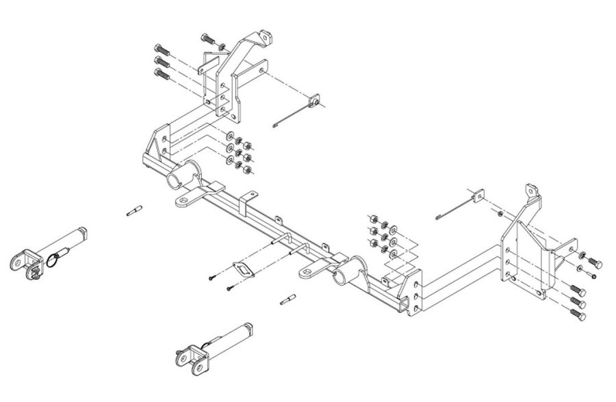 ROADMASTER 524470-5 EZ MOUNTING BASEPLATE 021622, Removable Tabs; With Safety Cable Hooks; With Brackets/ Base Plates/ Quick Disconnects And Mounting Hardware