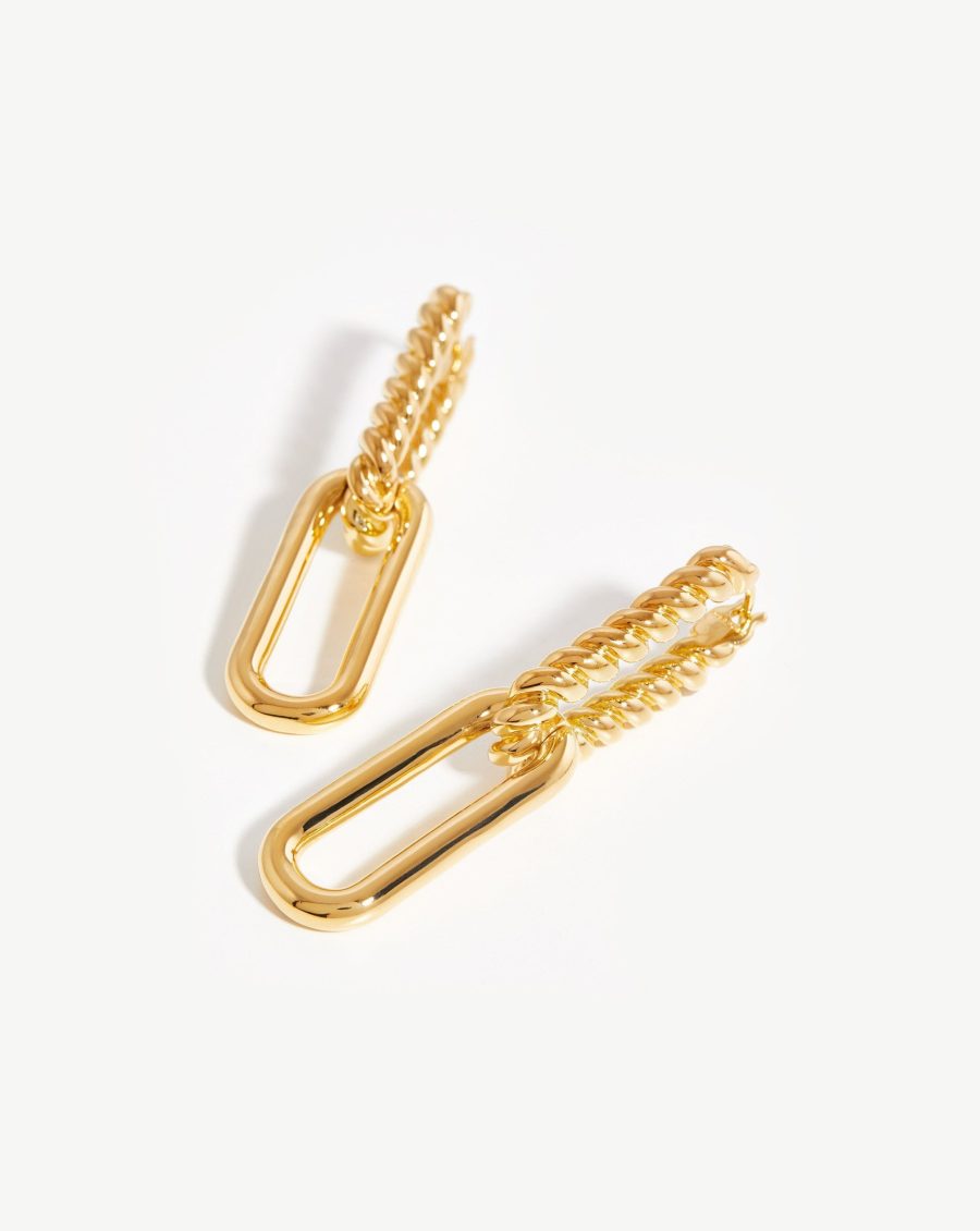 Radial Ovate Drop Hoop Earrings