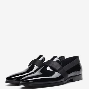 Round Toe Cowhide Loafer Shoes For Men