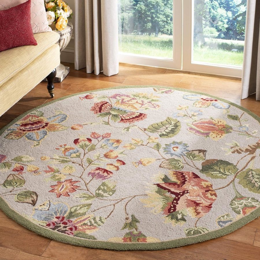 SAFAVIEH Chelsea Collection 3' Round Sage HK331C Hand-Hooked French Country Wool