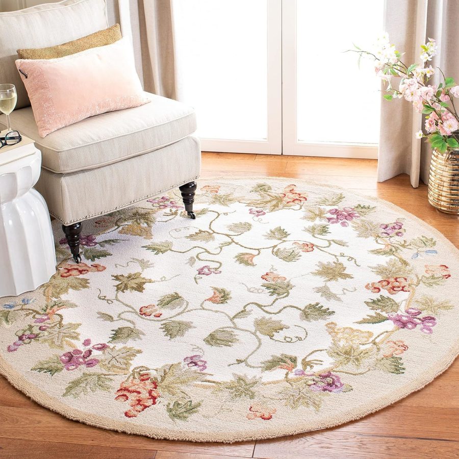 SAFAVIEH Chelsea Collection Area Rug - 8' Round, Ivory, Hand-Hooked French Count