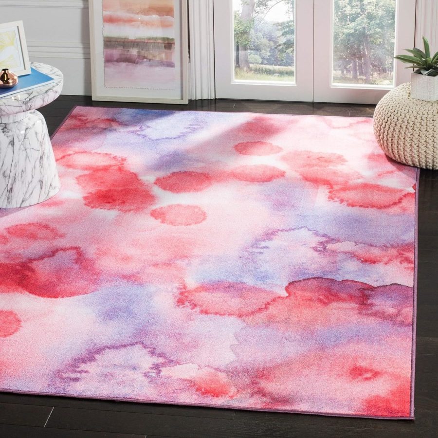 SAFAVIEH Paint Brush Collection Area Rug - 5'5" x 7'6", Fuchsia & Lavender, Non-