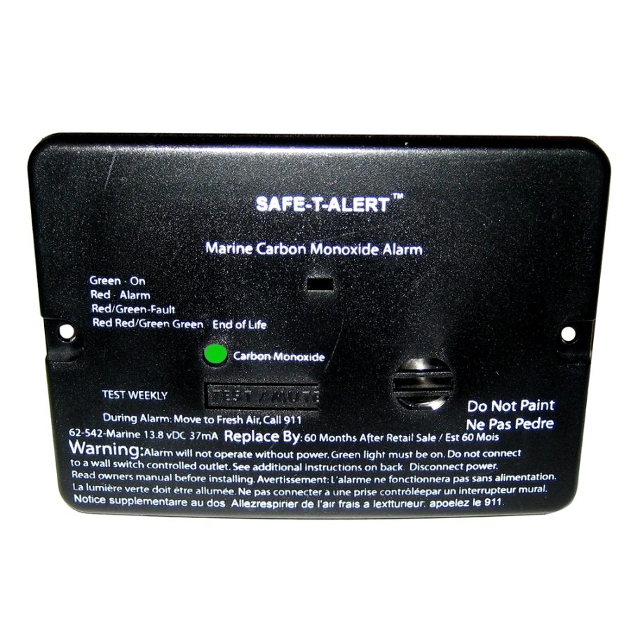 SAFE-T-ALERT 62-542-MARINE-BL 62 SERIES CARBON MONOXIDE ALARM - 12V - 62-542-MARINE - FLUSH MOUNT - BLACK