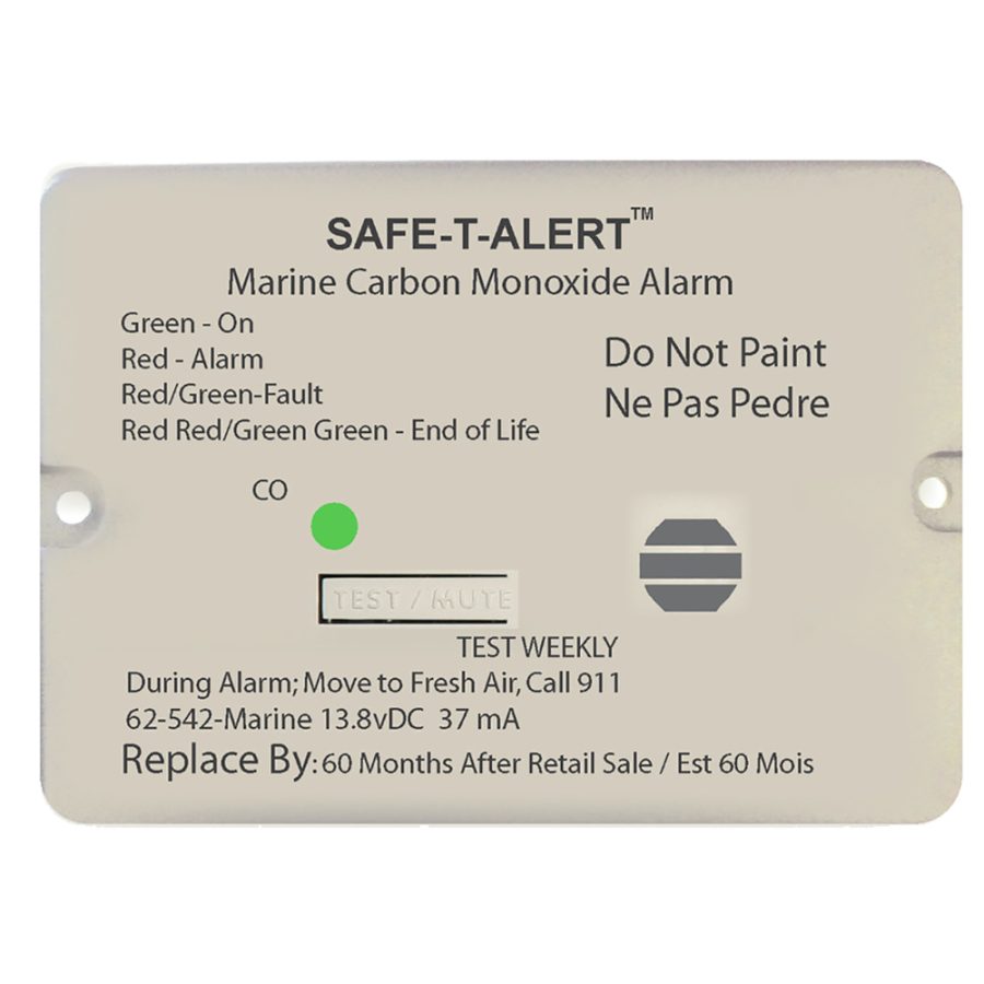 SAFE-T-ALERT 62-542-MARINE-WT 62 SERIES CARBON MONOXIDE ALARM - 12V - FLUSH MOUNT - BLACK