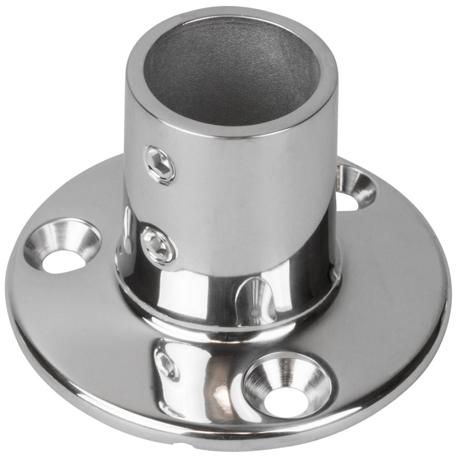 SEA-DOG 280901-1 RAIL BASE FITTING 2-3/4 INCH ROUND BASE 90°316 STAINLESS STEEL - 1 INCH OD