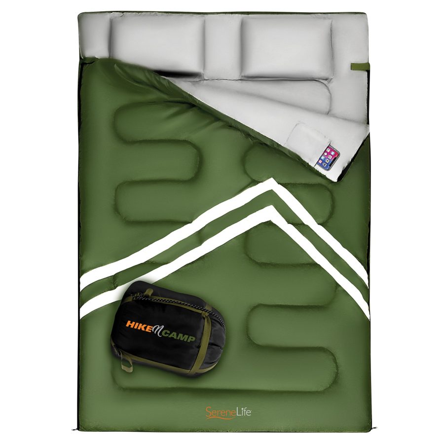 SERENELIFE SLSBX9 Hike N Camp Double Sleeping Bag with 2 Pillows