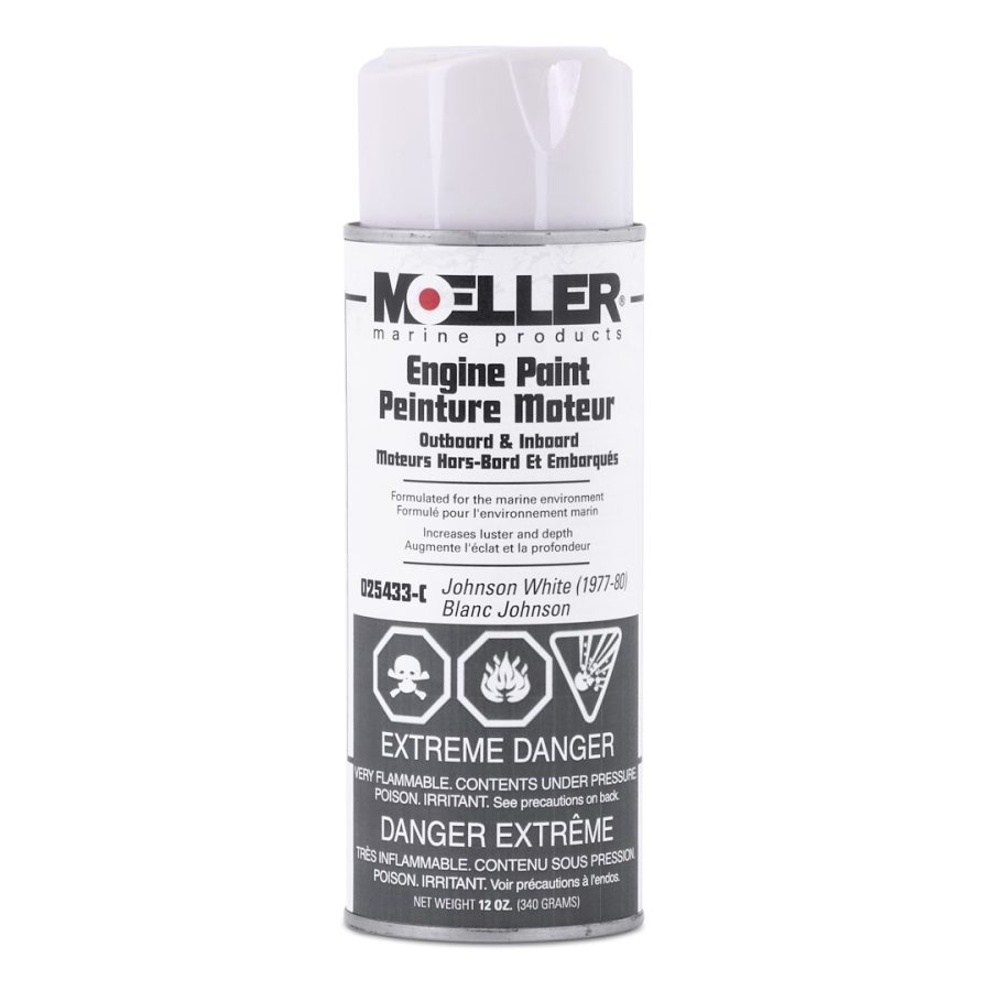 SIERRA 025433-C EP JOHNSON WHITE 1977-89 CANADA, For Use On All Outboard And Inboard Engines/ Stern Drive And Lower Unit Applications; OMC White; 12 Ounce Spray Can; Heat And Solvent Resistant; With English/ French Language Packaging