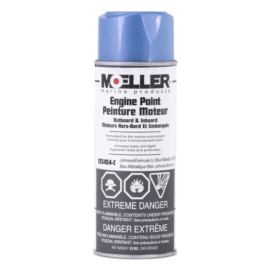 SIERRA 025454-C EP J&E LIGHT BLUE METALLIC CANADA, For Use On All Outboard And Inboard Engines/ Stern Drive And Lower Unit Applications; Light Blue Metallic; 12 Ounce Spray Can; Heat And Solvent Resistant; With English/ French Language Packaging