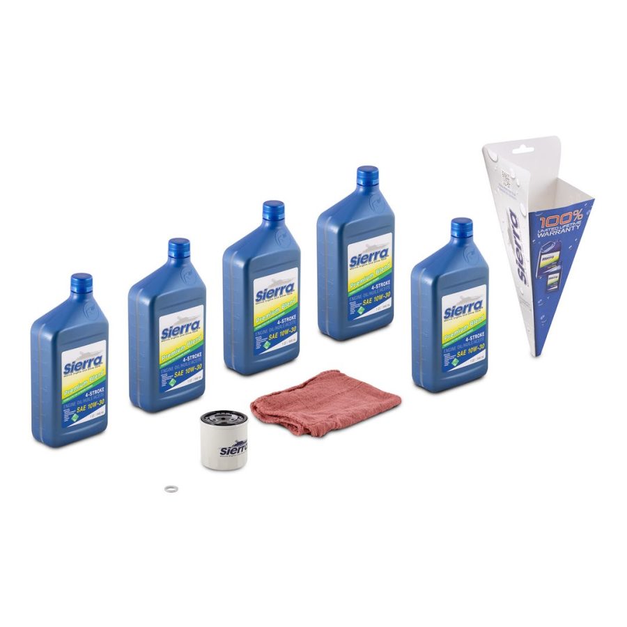 SIERRA 18-9391 OIL CHANGE KIT, For Use With Yamaha Outboard F75/ F80/ F90/ F100 And F115 Models; With 4-Stroke Oil/ Oil Pan Drain Gasket/ Oil Filter/ Oil Change Funnel