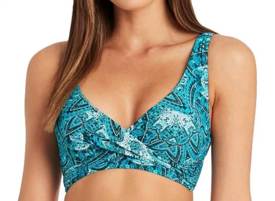 Sea Level Australia bella mare cross front b/dd cup bikini top in Seafoam -