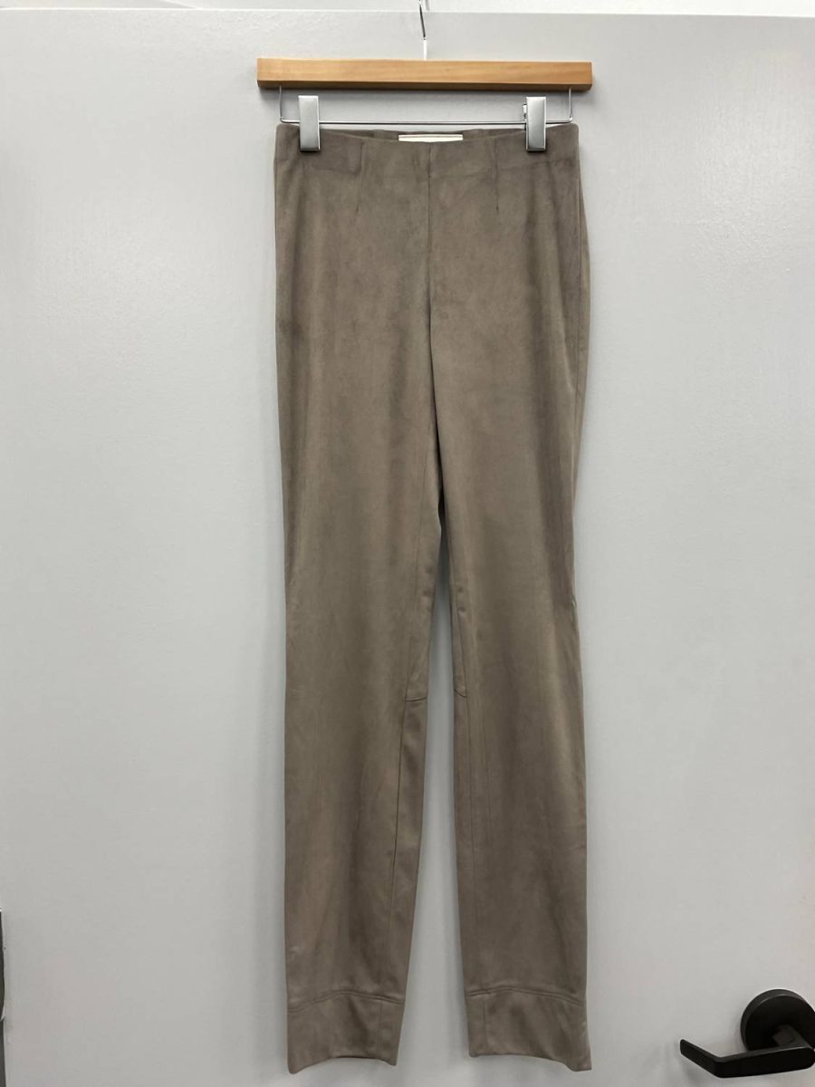 Seductive tapered sabrina velour pant in TAUPE