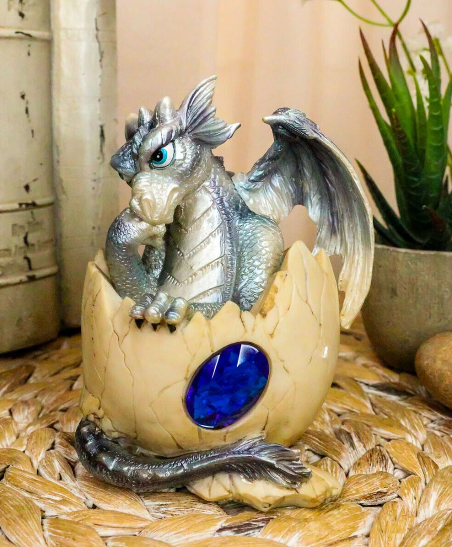 September Birthstone Dragon Egg Statue Blue Sapphire September Gem Dragon Decor