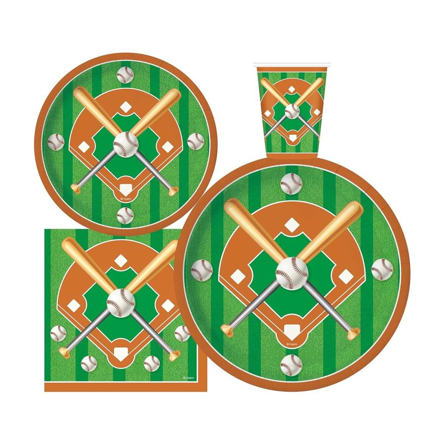 Serves 30 Complete Party Pack Baseball 9" Dinner Paper Plates 7" Dessert Paper P