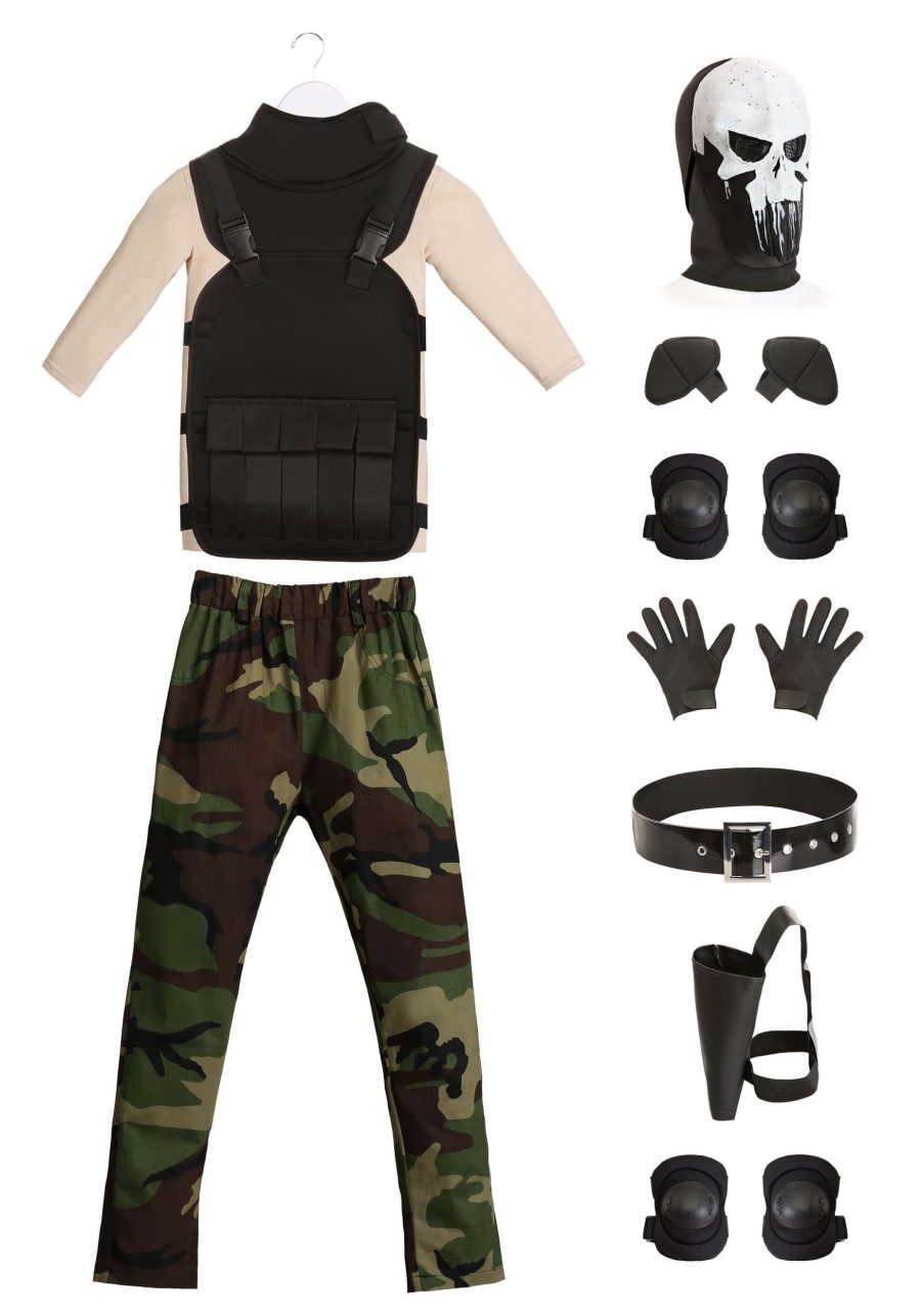 Skull Military Man Boys Costume