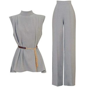 Sleeveless Slim With Sashes Pants Suit