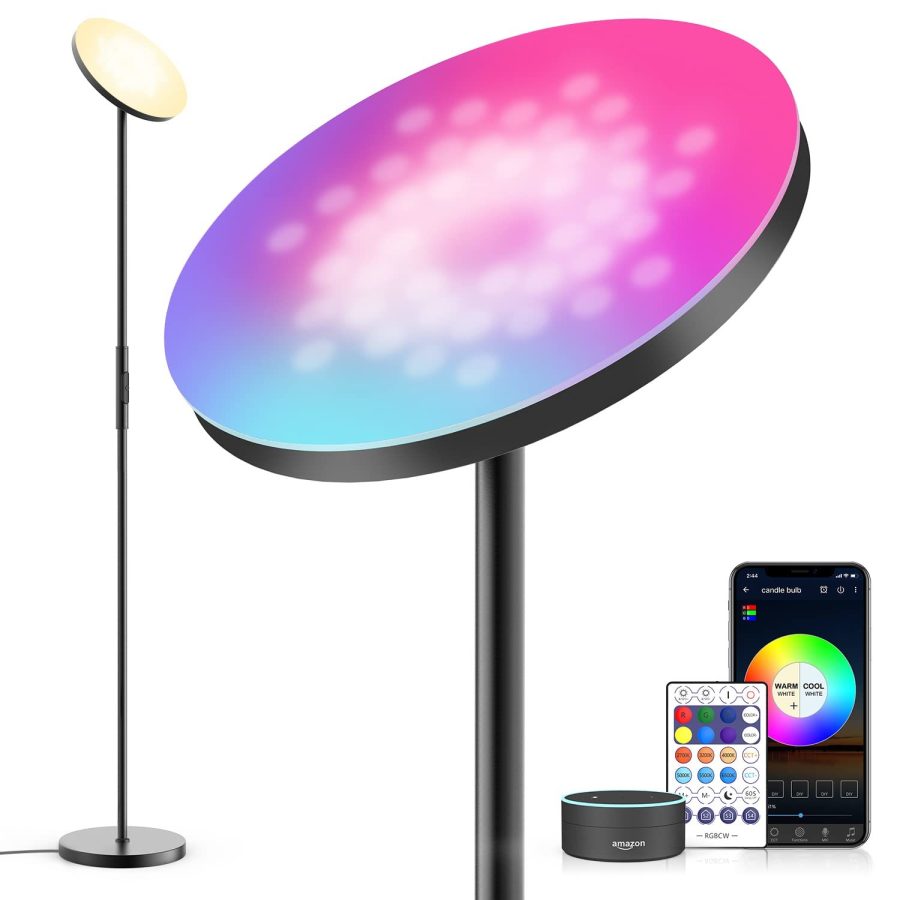 Smart Rgb Led Floor Lamp Works With Alexa Google Home, Wifi Remote Modern Tall S