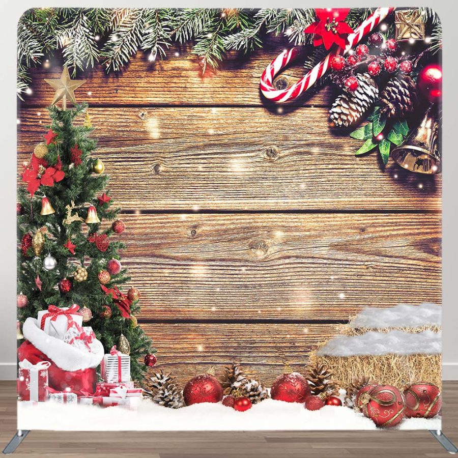 Snow Wood Merry Christmas Double-Sided Square Backdrop - Aperturee