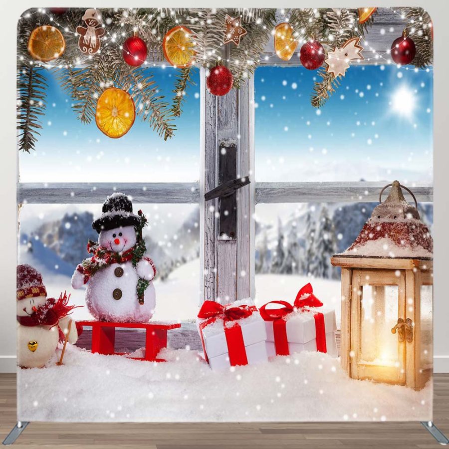 Snowy Glitter Balls Gifts Double-Sided Backdrop - Aperturee