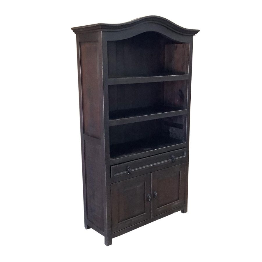 Southwestern Rustic Puebla Bookcase withDoors with Natural Brown Finish