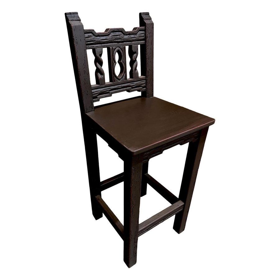 Southwestern Rustic Tall California Bar Stool with Dark Brown/Red Under Finish