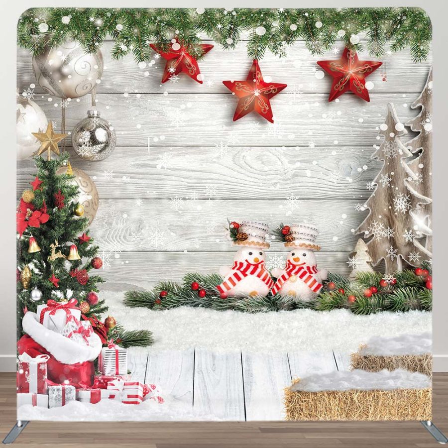 Stars Wood Christmas Double-Sided Square Backdrop - Aperturee